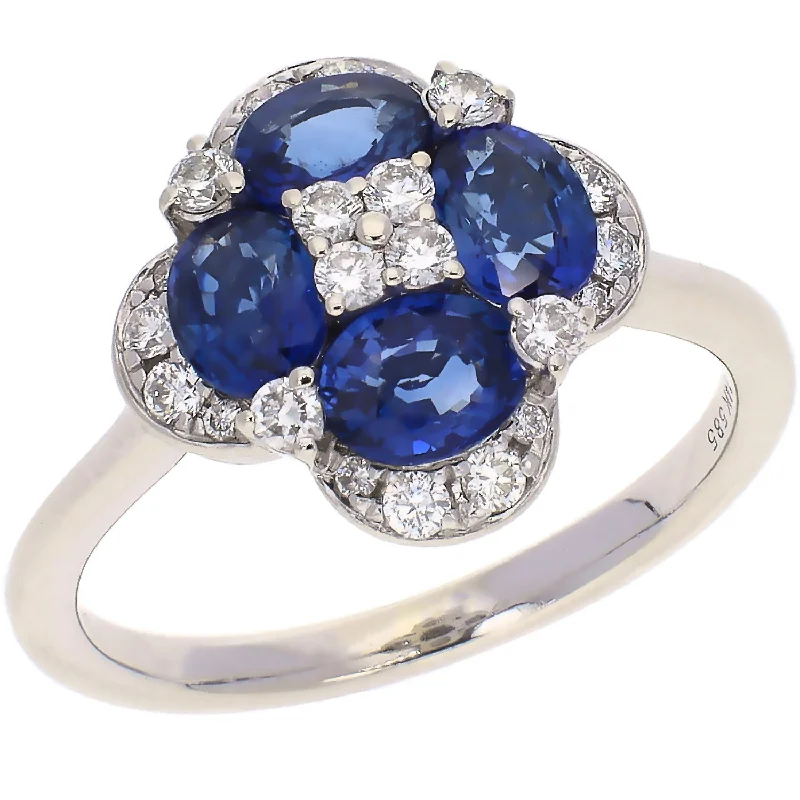 Beautiful Birthstone Rings For Personalized Gifts-14K White Gold Sapphire and Diamond Ring