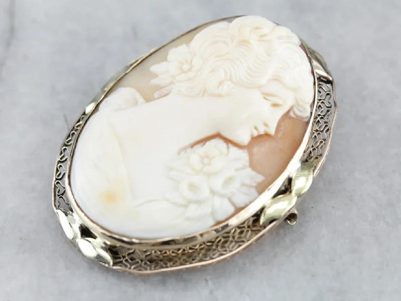 Gold Crystal Brooch For Women-Vintage Cameo Brooch or Pendant