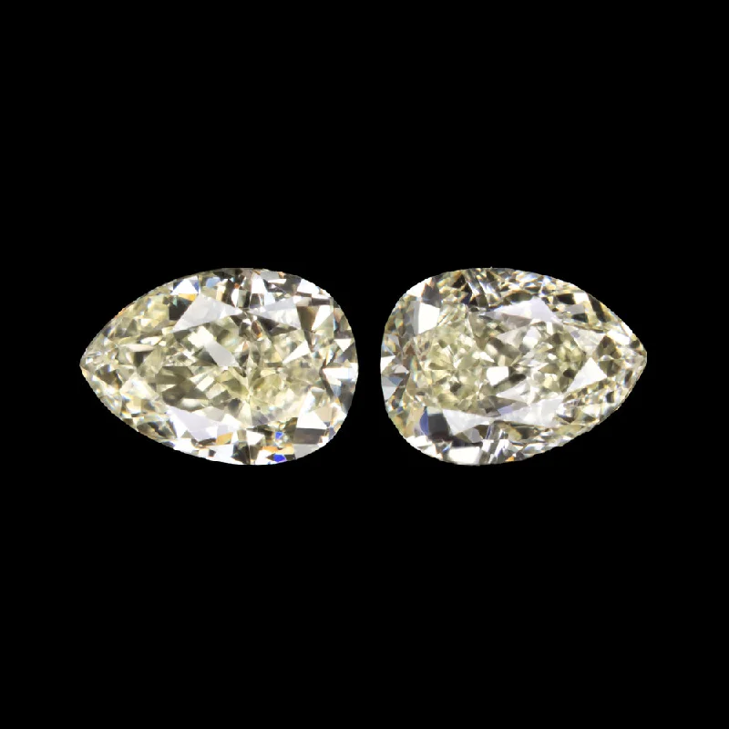 Beautiful Gold Earrings For Anniversary Gifts-0.38ct FANCY LIGHT YELLOW VS DIAMOND STUD EARRINGS PEAR CUT PAIR NATURAL ACCENT