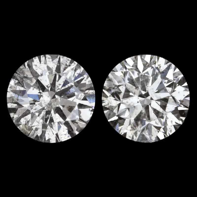 Vintage Earrings For Retro Style-2 CARAT VERY GOOD CUT DIAMOND STUD EARRINGS ROUND BRILLIANT CUT MATCHING PAIR