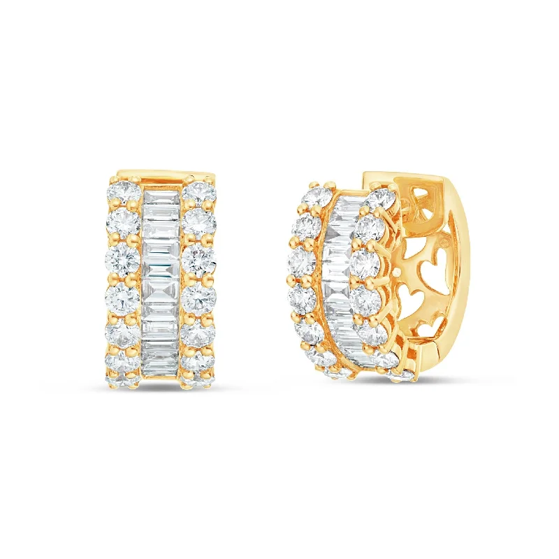 Large Gold Earrings For Bold Fashion-18K Gold 0.64ct Diamond Huggie Hoop Earrings