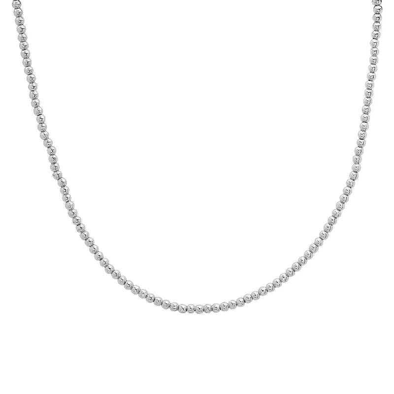 Long Pendant Necklaces For Evening Wear-BALL CHOKER NECKLACE, SILVER