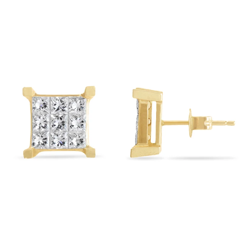 Affordable Earrings For Daily Use-10k Yellow Gold 1.50ct Diamond Earrings