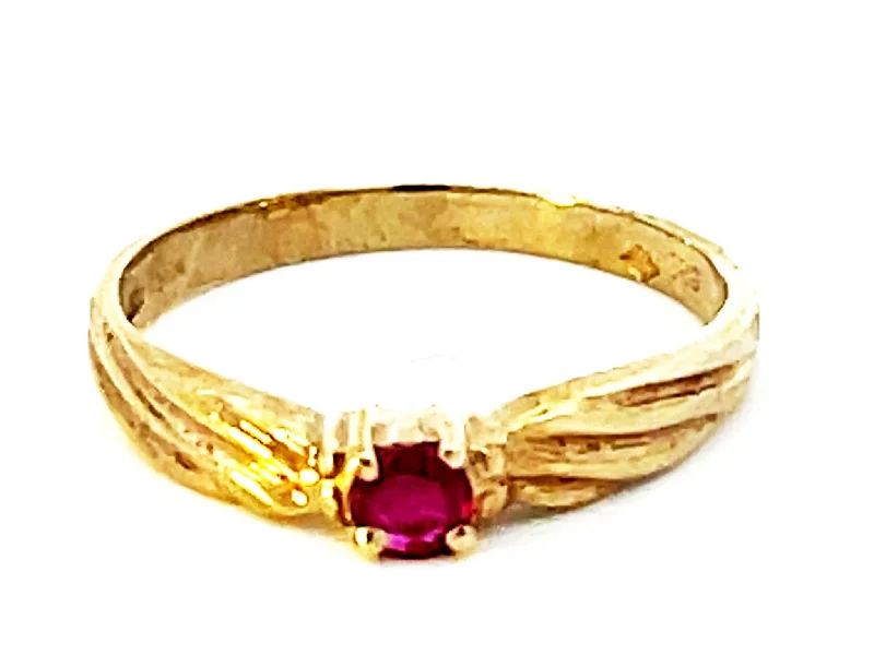 Sparkling Engagement Rings For Special Days-Red Ruby Ring in 14k Yellow Gold