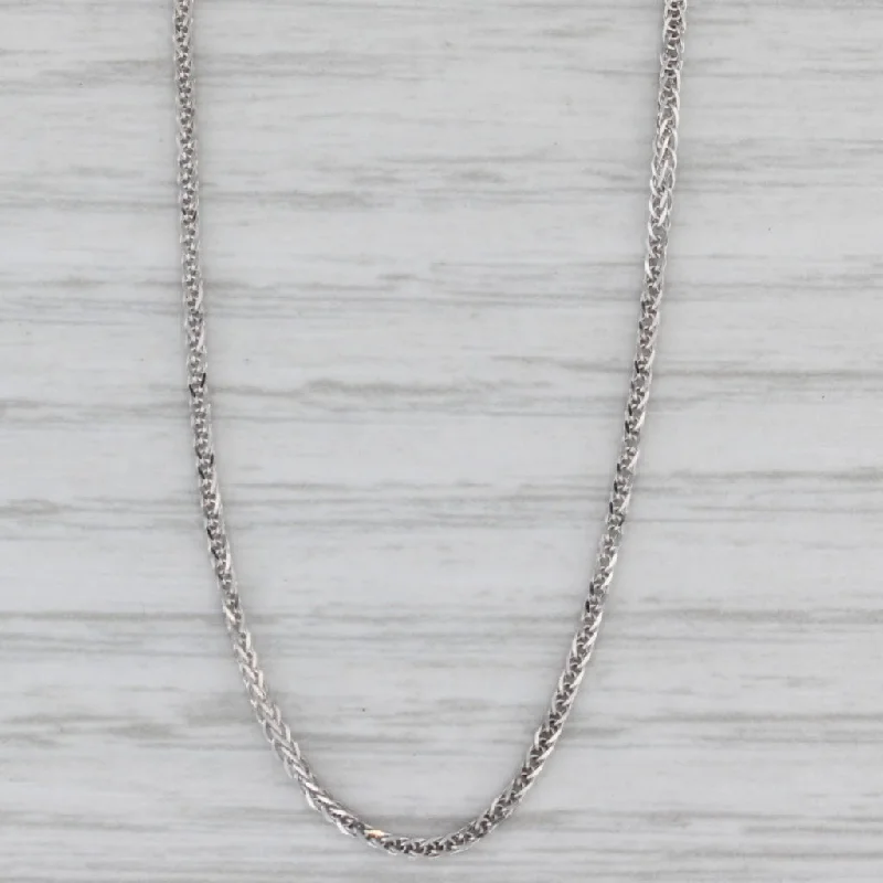 Gorgeous Crystal Necklaces For Luxurious Look-Wheat Chain Necklace 14k White Gold Bead Slide Adjustable 26" 0.9mm