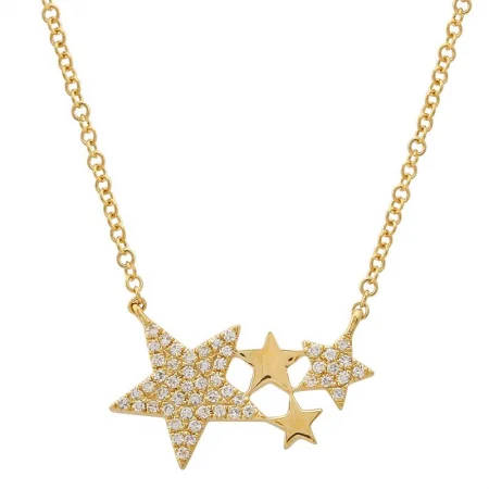 Personalized Gold Necklaces For Special Gifts-14K Yellow Gold Star Constellation Necklace- Medium