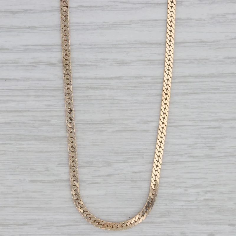 Colorful Beaded Necklaces For Festival Wear-Cuban Curb Link Chain Necklace 14k Yellow Gold Italy 18.5" 2.8mm