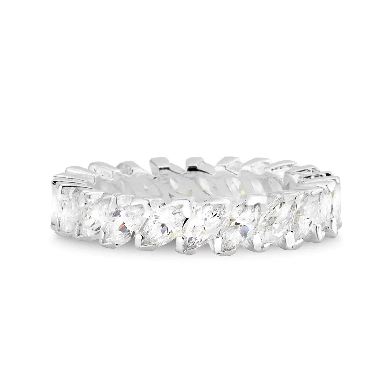 Affordable Diamond Rings-Sterling Silver Marquise CZ Eternity Ring / SSR0173