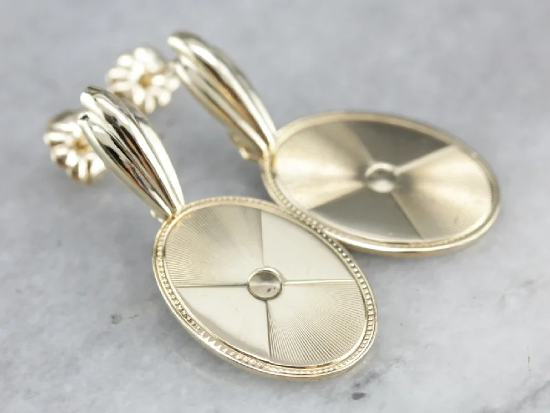 Big Hoop Earrings For Bold Look-Yellow Gold Cufflink Drop Earrings