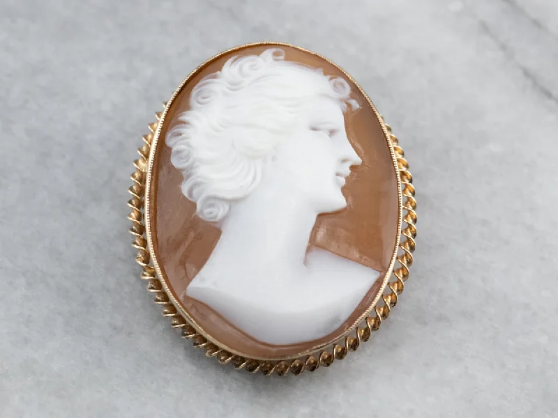 Custom Floral Brooch For Bridesmaids-Mid Century Cameo Brooch or Pendant