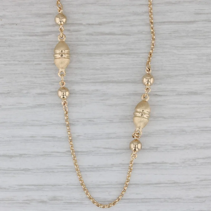 Luxury Necklaces For High-End Fashion-Bead Station Rolo Chain Necklace 14k Yellow Gold 24"