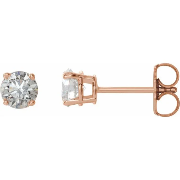 Unique Gold Earrings For Gifting-14K Rose 3/4 CTW Natural Diamond Stud Earrings