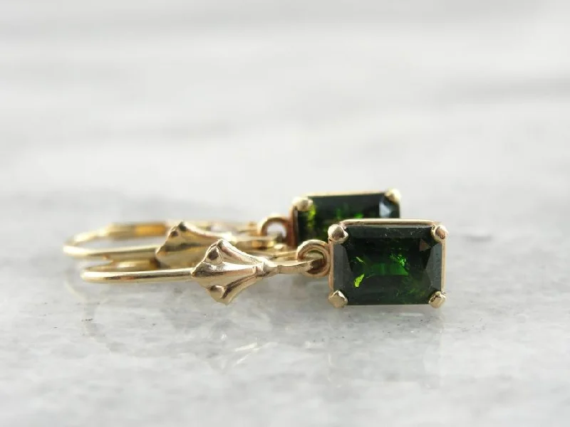 Beautiful Gold Earrings For Weddings-Collector's Quality Demantoid Garnet Drop Earrings