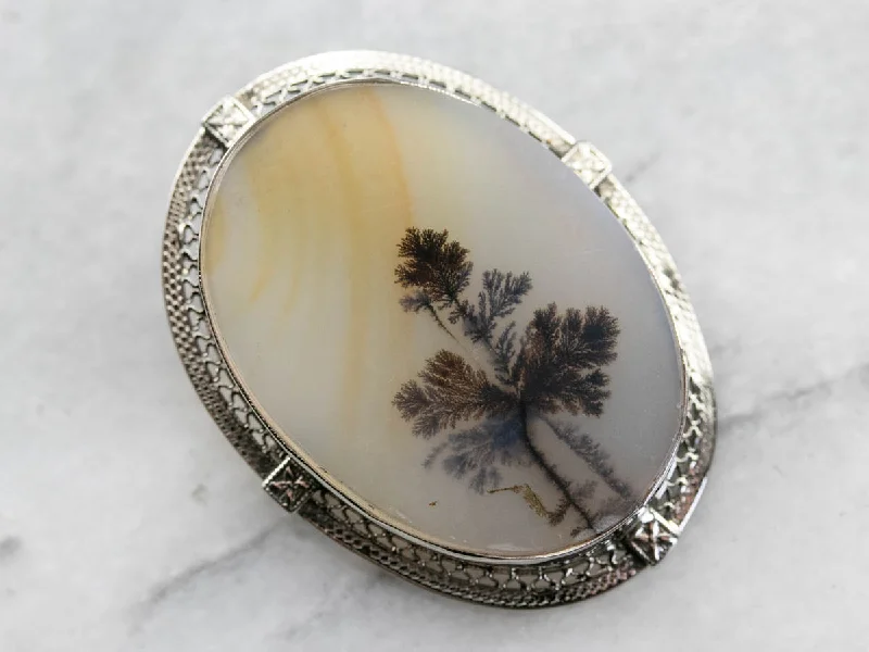 Boho Brooch For Women-Vintage Shazar Stone Agate Brooch or Pendant