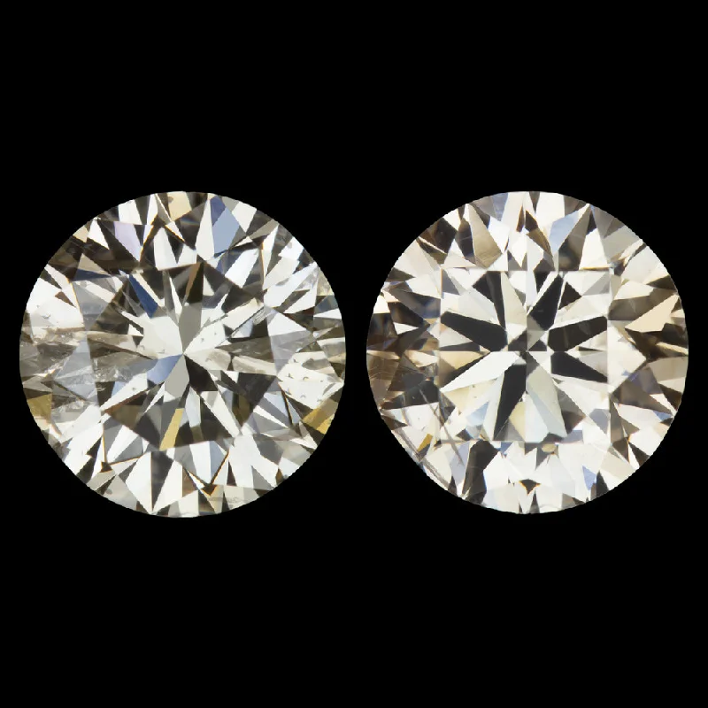 Boho Earrings For Summer Festivals-2.67ct EXCELLENT CUT DIAMOND STUD EARRINGS LIGHT CHAMPAGNE SI NATURAL 2.5 CARAT