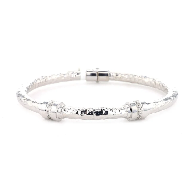 Cute Bangles For Girls-0.16 ctw Diamond Sterling Silver Bangle Bracelet