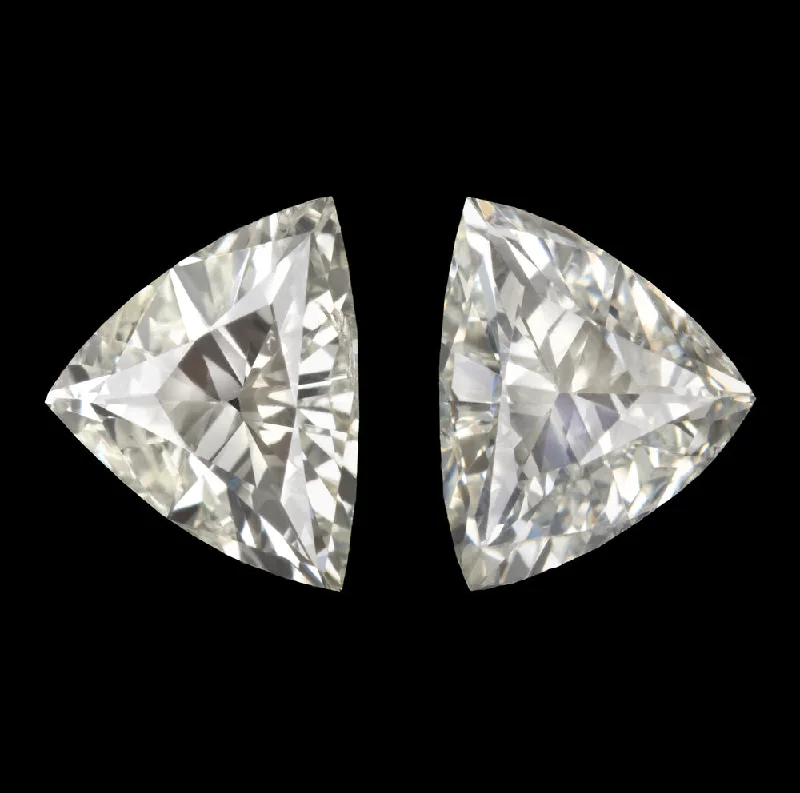 Affordable Earrings For Daily Use-NATURAL DIAMOND TRILLION CUT MATCHING PAIR 0.58ct LOOSE ACCENT STUD EARRINGS