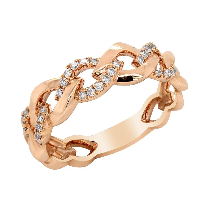 Large Statement Rings For Bold Look-ROSE GOLD FASHION RING WITH 36 ROUND CUT DIAMONDS, .18 CT TW