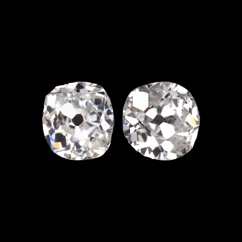 Cute Heart Earrings For Lovers-0.59ct OLD MINE CUT DIAMOND STUD EARRINGS H-I VS2-SI2 PAIR ANTIQUE PAIR ESTATE