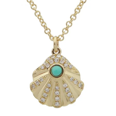 Affordable Necklaces For Everyday Style-14K Yellow Gold Seashell Pendant