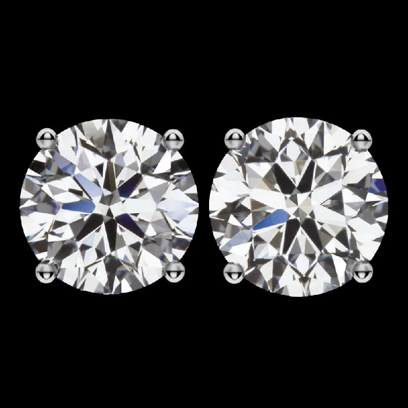 Festive Earrings For Holiday Celebrations-4 CARAT LAB CREATED DIAMOND STUD EARRINGS PLATINUM E VVS CERTIFIED EXCELLENT CUT