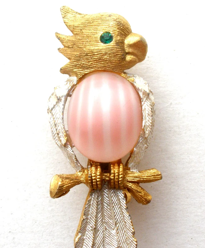 Personalized Crystal Brooch-JJ Pink Jelly Belly Parrot Bird Pin Brooch Vintage