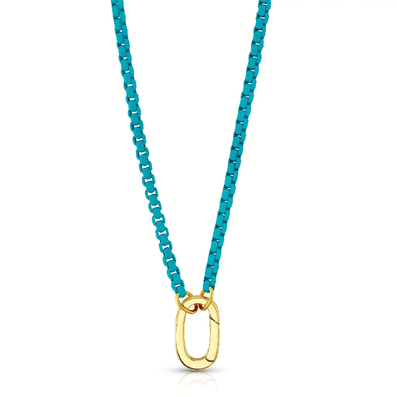 Bold Necklaces For Statement Look-TEAL ENAMEL CONNECTOR NECKLACE