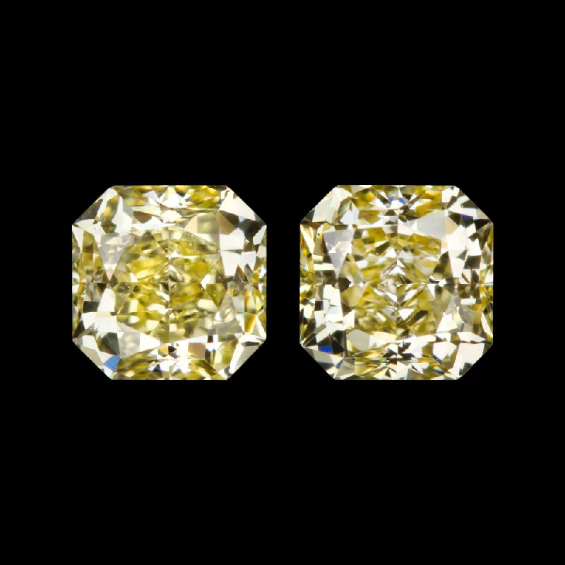 Simple Stud Earrings For Everyday-0.56ct FANCY YELLOW VS DIAMOND STUD EARRINGS RADIANT CUT PAIR NATURAL 1/2 CARAT