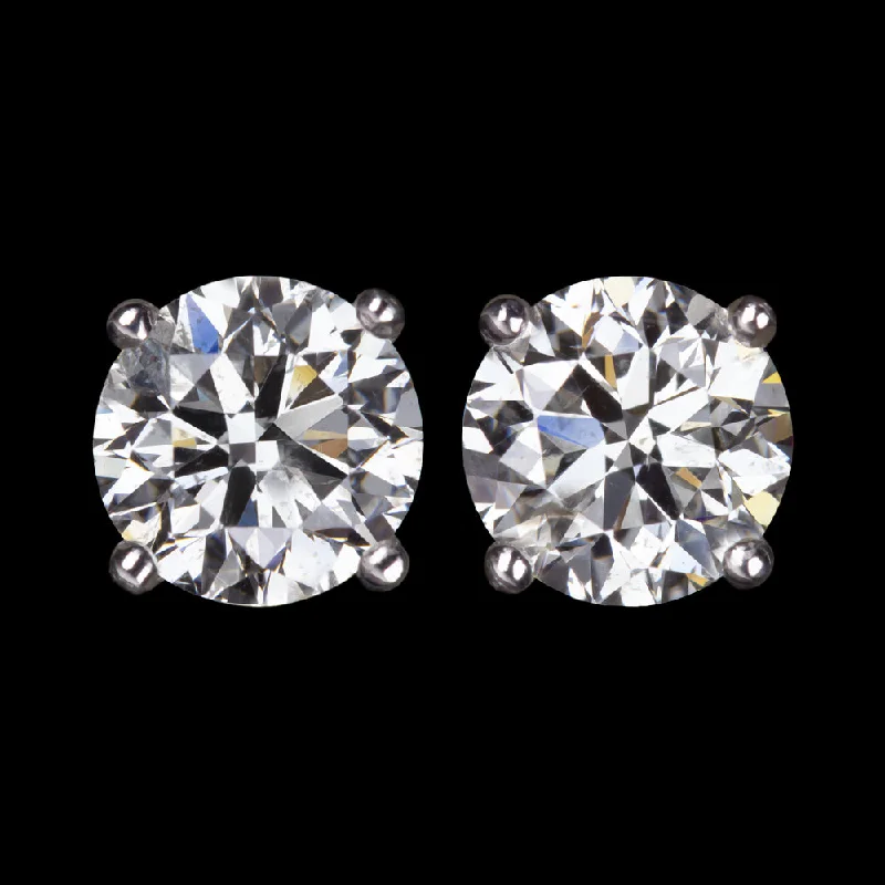 Luxury Crystal Earrings For Special Occasions-1.19ct I SI2 EXCELLENT CUT DIAMOND STUD EARRINGS ROUND BRILLIANT 14k WHITE GOLD