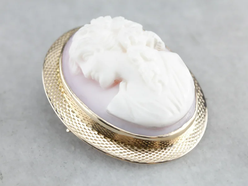 Vintage Brooch For Fashion Forward Women-Vintage Pink Shell Cameo Pendant or Brooch