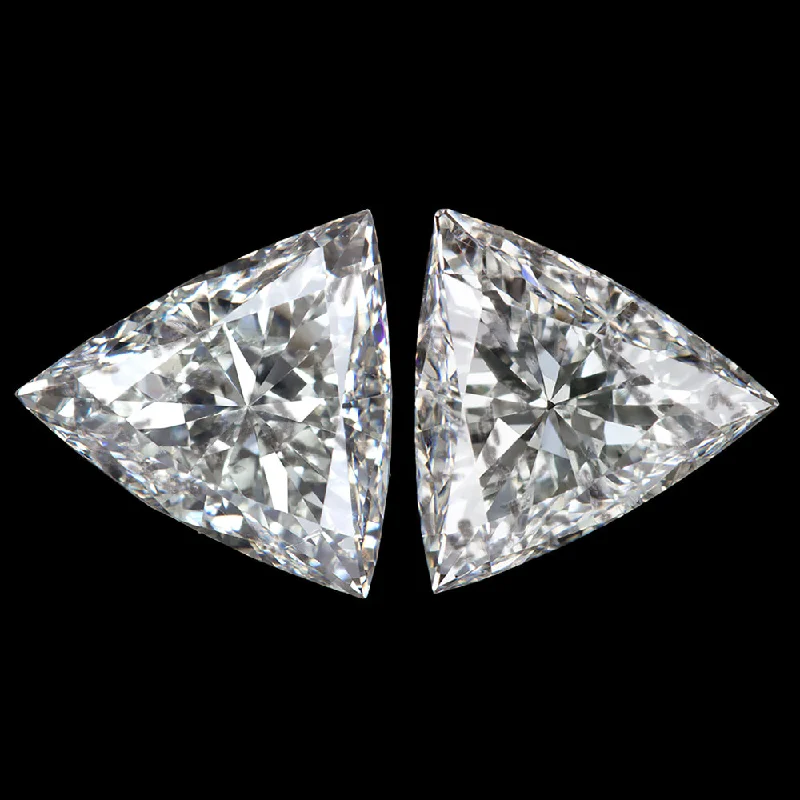 Trendy Earrings For Spring Fashion-2.06ct TRILLION DIAMOND MATCHING PAIR STUD EARRINGS ACCENT STONES TRIANGLE 2ct