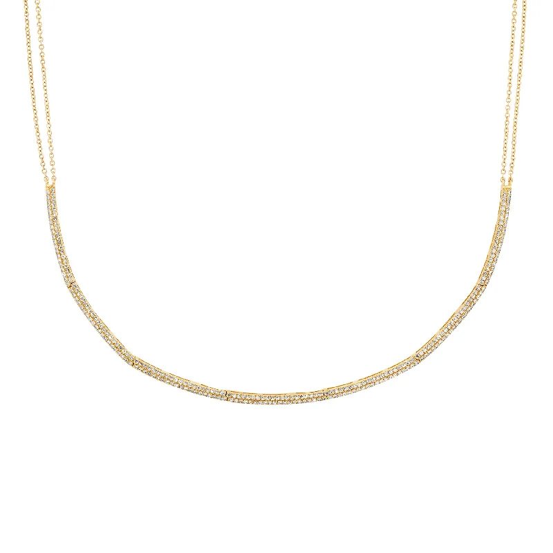 Bold Necklaces For Casual Wear-DAZZLING BAR LINK DIAMOND NECKLACE, 14kt GOLD