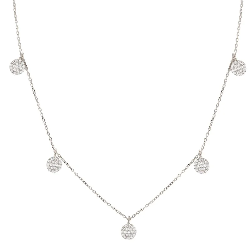 Luxury Necklaces For Special Occasions-TINY DISC DANGLE NECKLACE, SILVER