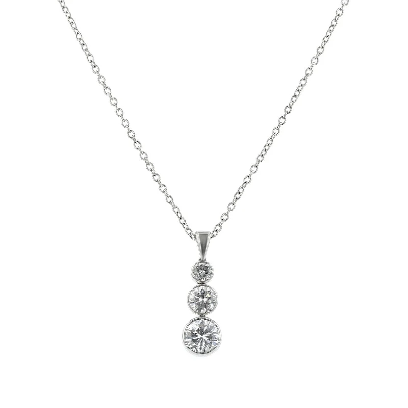 Cute Necklace Sets For Special Days-14K White Gold Diamond Drop Pendant Necklace