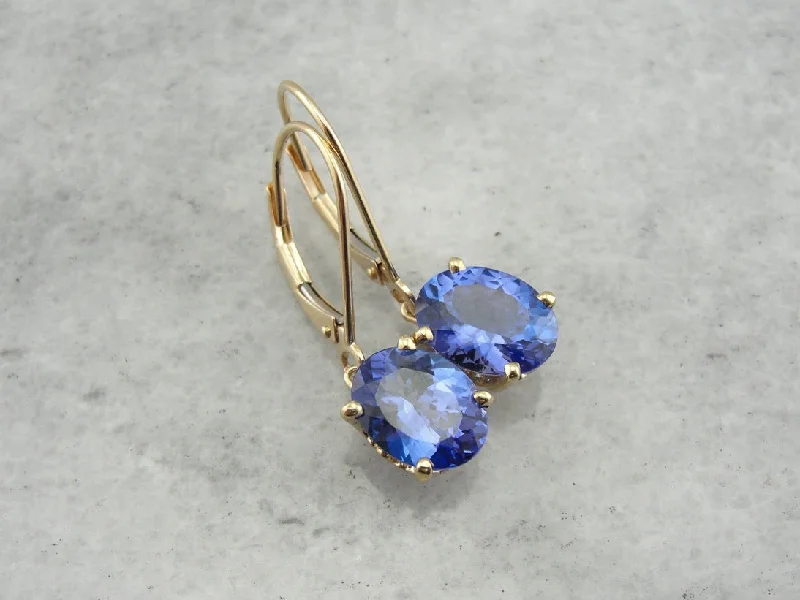 Luxury Earrings For Formal Wear-Blue Tanzanite Drop Earrings, Perfect Bridal Gift, Heirloom Quality Stones