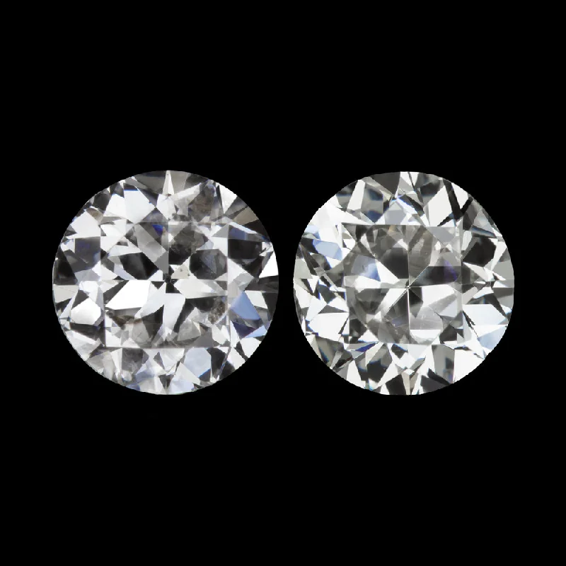 Affordable Handmade Earrings For Gifting-0.51c OLD TRANSITIONAL CUT DIAMOND STUD EARRINGS E-F SI1-SI2 MATCHING PAIR 1/2ct