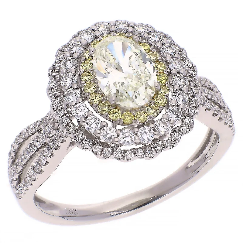 Luxury Sapphire Rings For Elegant Events-18K White Gold Diamond and Fancy Yellow Diamond Ring