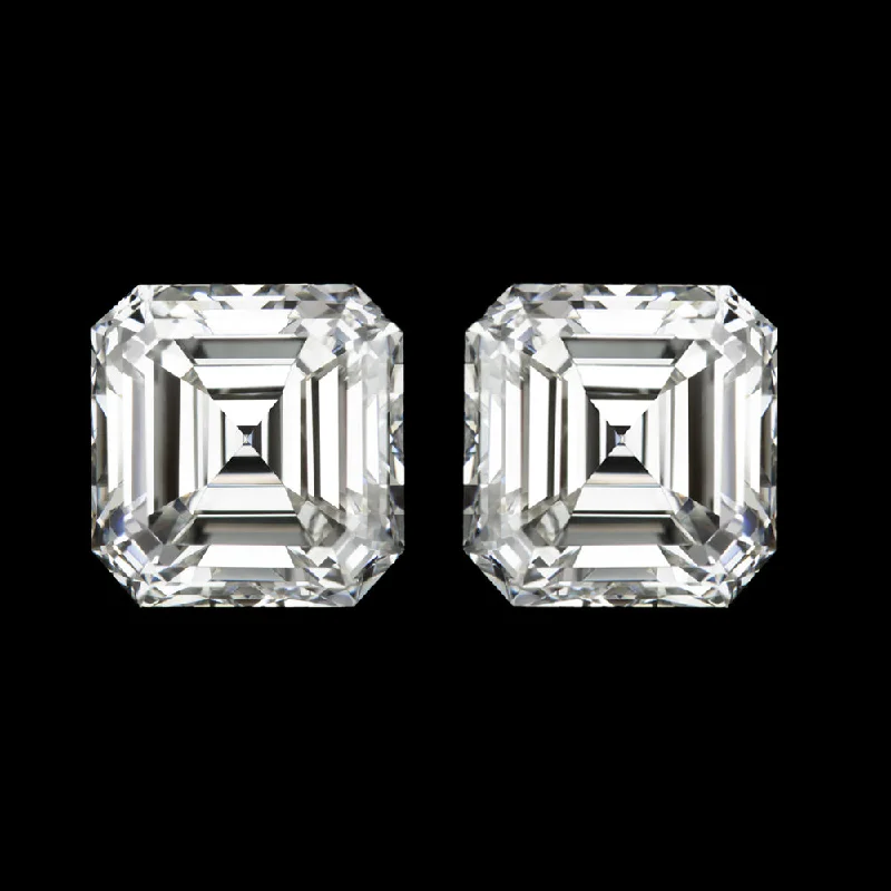 Silver Hoop Earrings For Elegant Look-2 CARAT G VS1 LAB CREATED DIAMOND STUD EARRINGS ASSCHER CUT PAIR CERTIFIED GROWN