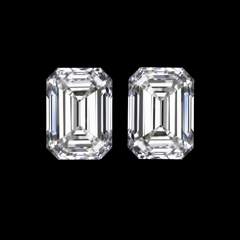 Unique Drop Earrings For Day-to-night Style-2 CARAT F VS1 LAB CREATED DIAMOND STUD EARRINGS EMERALD CUT PAIR CERTIFIED GROWN