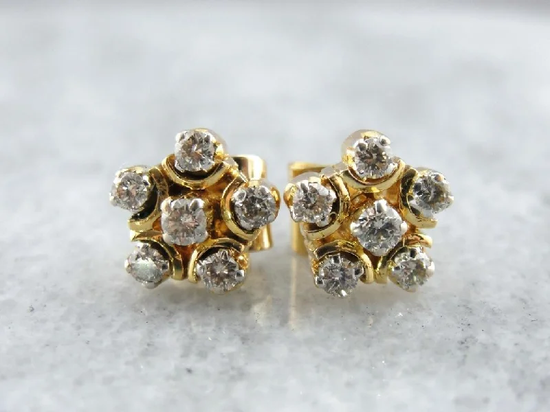 Elegant Earrings For Anniversary Celebrations-Diamond Star Gold Stud Earrings