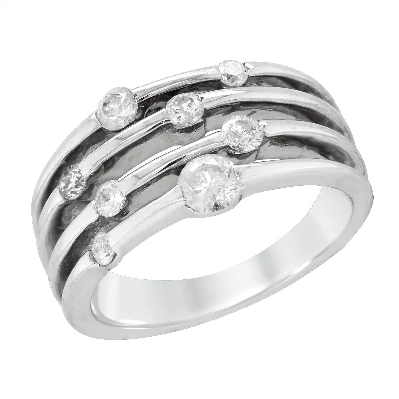 Unique Vintage Wedding Rings For Collectors-WHITE GOLD FASHION RING WITH BEZEL SET DIAMONDS, 1/3 CT TW