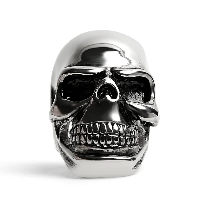 Custom Ring Designs For Brides and Grooms-Stainless Steel Grinning Skull Ring / SCR4024