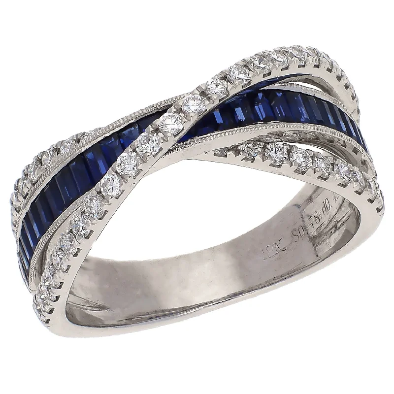 Vintage Engagement Rings For Romantic Look-Simon G 18K White Gold Sapphire and Diamond Band