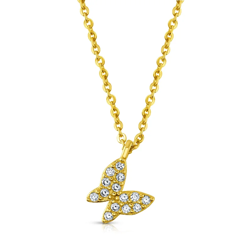 Trendy Heart Necklaces For Girlfriend-NEW BEGINNINGS SINGLE BUTTERFLY NECKLACE, GOLD