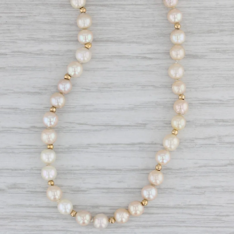 Sparkly Necklaces For Evening Parties-Cultured Pearl Single Bead Strand Necklace 14k Yellow Gold 15.25"