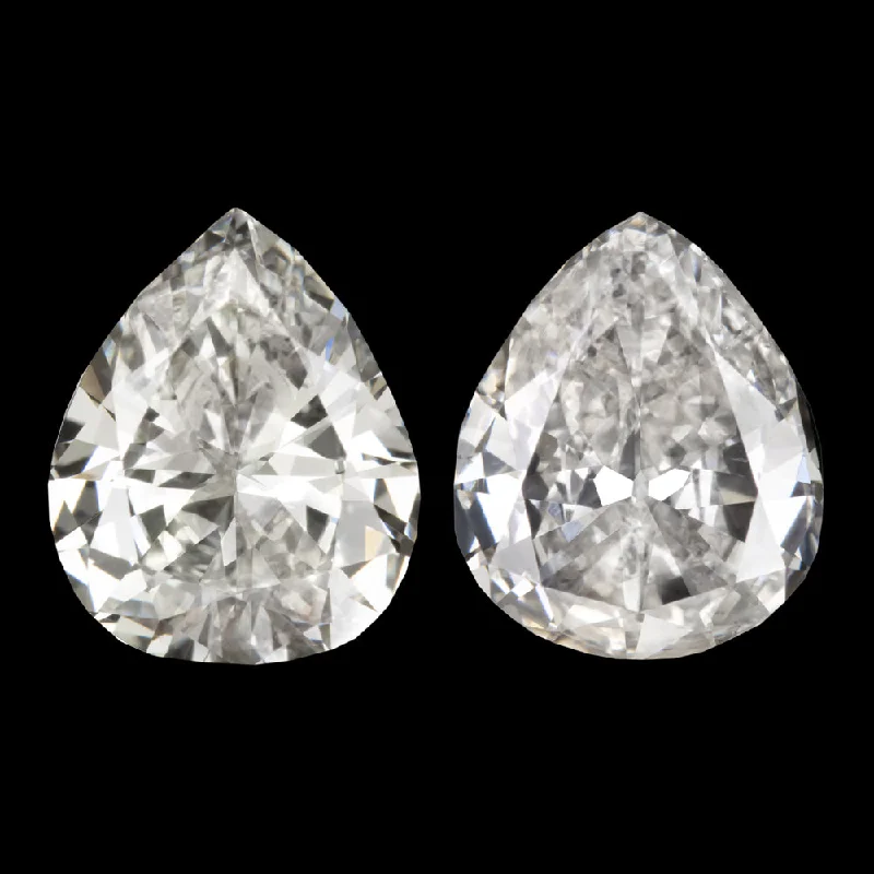 Stylish Earrings For Office Wear-2 CARAT G-H SI2 VINTAGE PEAR CUT DIAMOND STUD EARRINGS TEARDROP LOOSE ESTATE 2ct