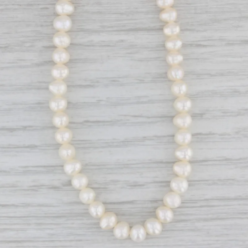 Customizable Name Necklaces-Vintage Cultured Pearl Single Strand Necklace 14k Yellow Gold 17.5"