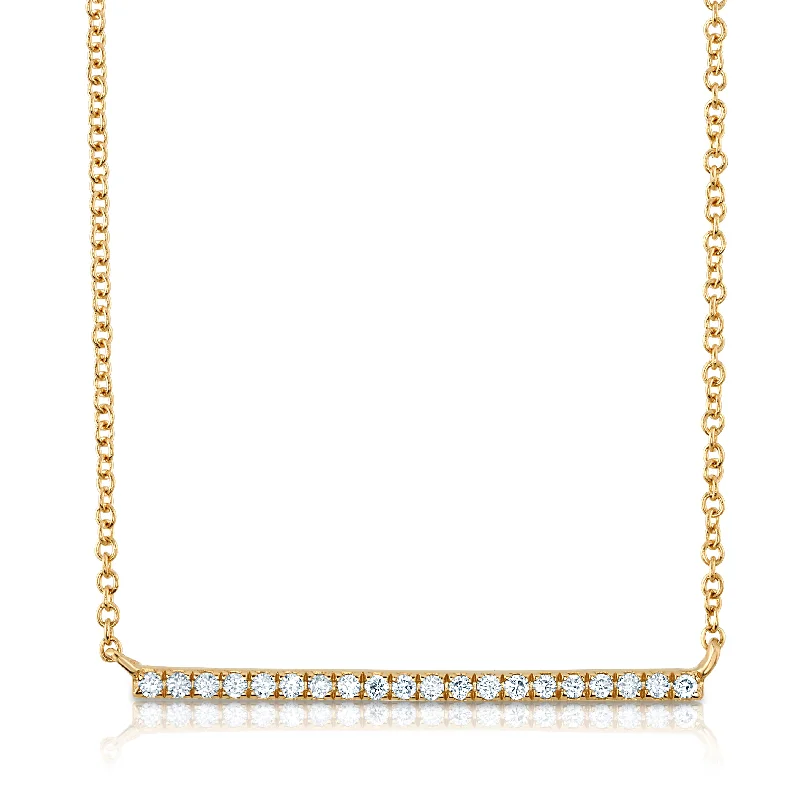 Stylish Pendant Necklaces For Daily Fashion-CONTEMPORARY DIAMOND BAR NECKLACE, 14KT GOLD