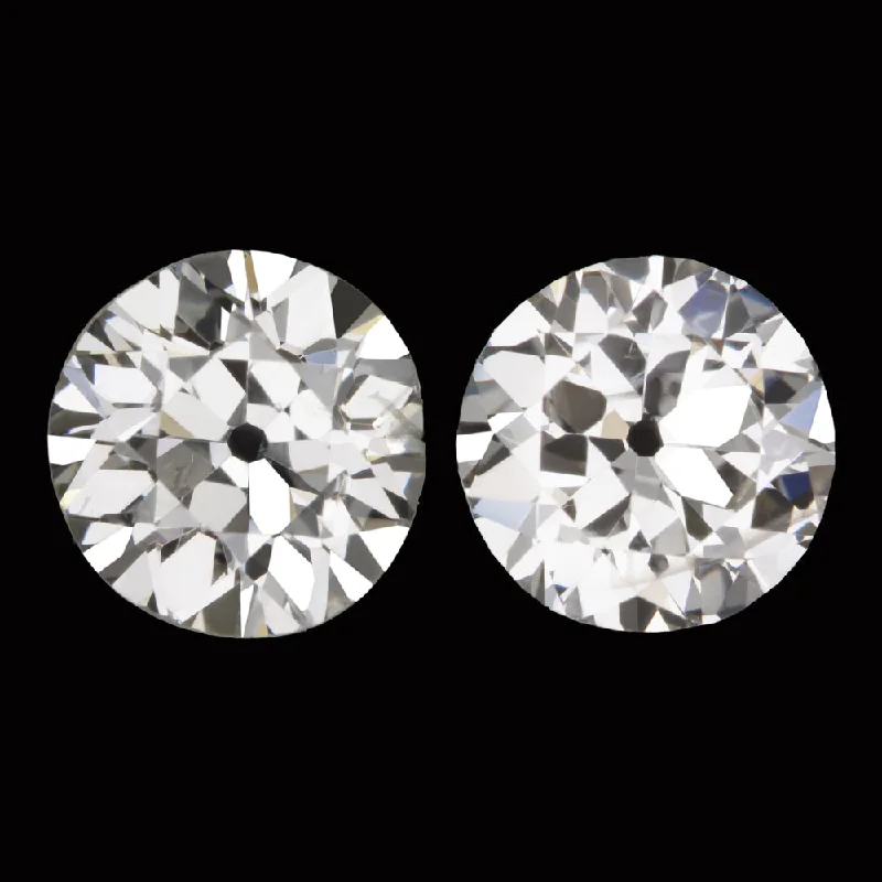 Elegant Earrings For Black Tie Events-1 CARAT OLD EUROPEAN CUT DIAMOND STUD EARRINGS I-J SI1-SI2 VINTAGE PAIR NATURAL