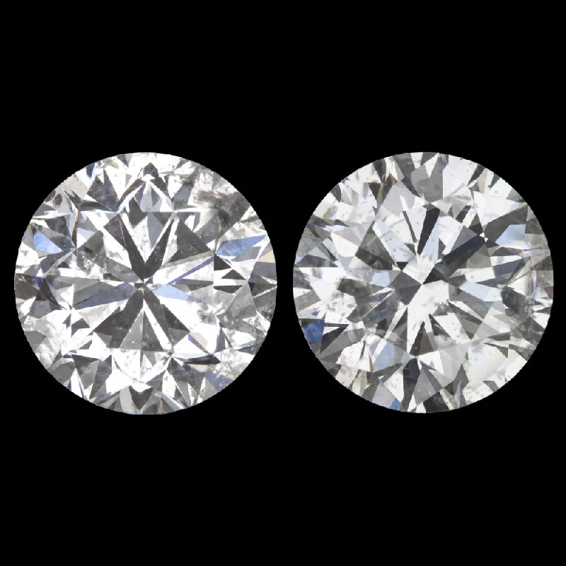 Modern Earrings For Formal Wear-1.68ct VERY GOOD CUT DIAMOND STUD EARRINGS F-G SI MATCHING PAIR ROUND BRILLIANT